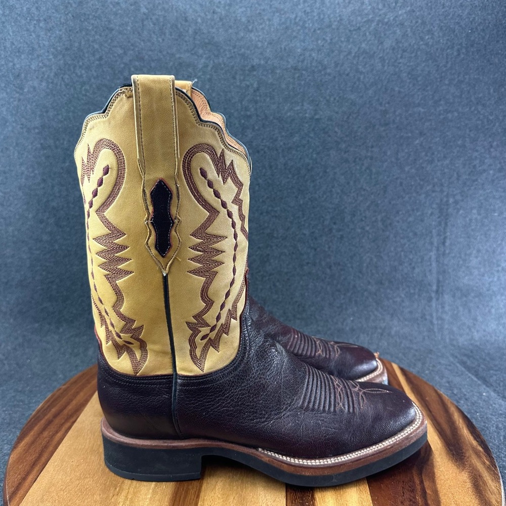 Lucchese 2000 Women's Sz 10B Two Tone Brown Tan Cowboy Boots T1520KD Read